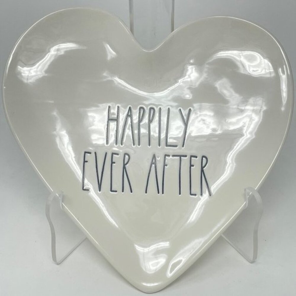 Rae Dunn Happily Ever After Heart Shaped Ceramic Plate - Picture 1 of 6